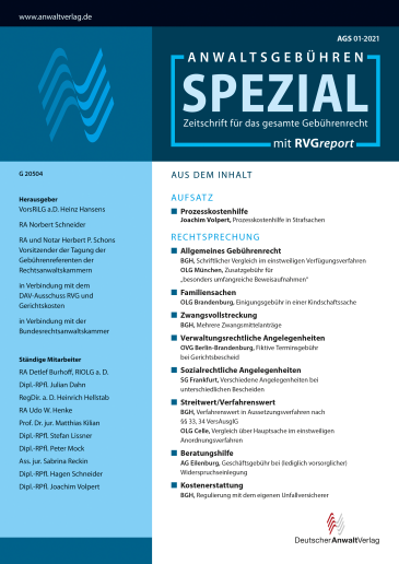  Anwaltsgebühren Spezial mit RVG report (AGS)